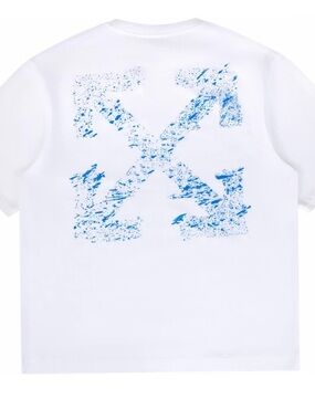 The OFF-WHITE Paint Splatter Arrow Diag Skate Fit Tee White.